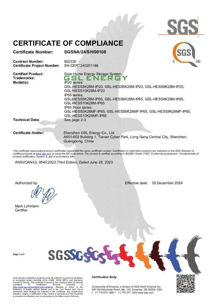 Savolture UL9540 + Megarevo certificate