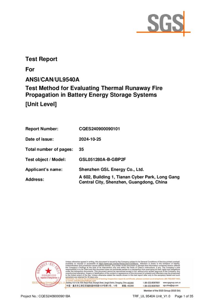 Savolture UL9540A certificate