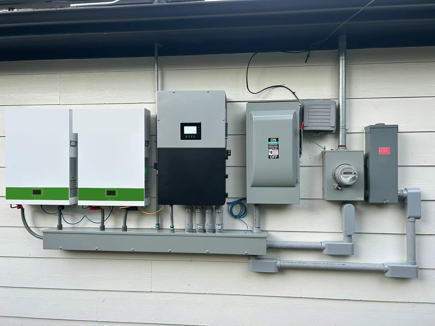 Clean exterior wall battery installation