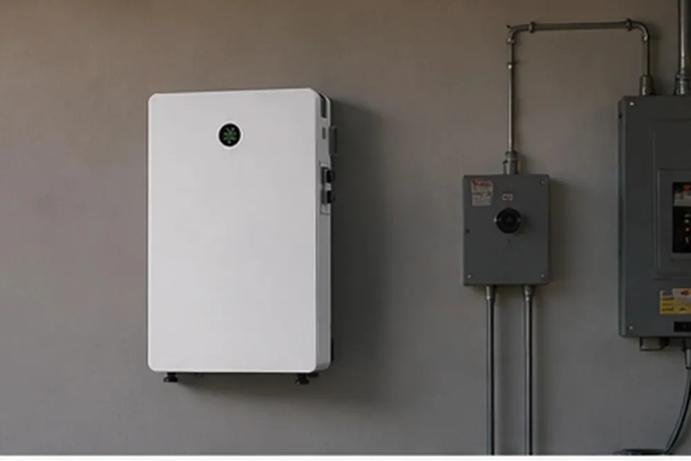 Whole-home backup installation with white wall-mounted battery