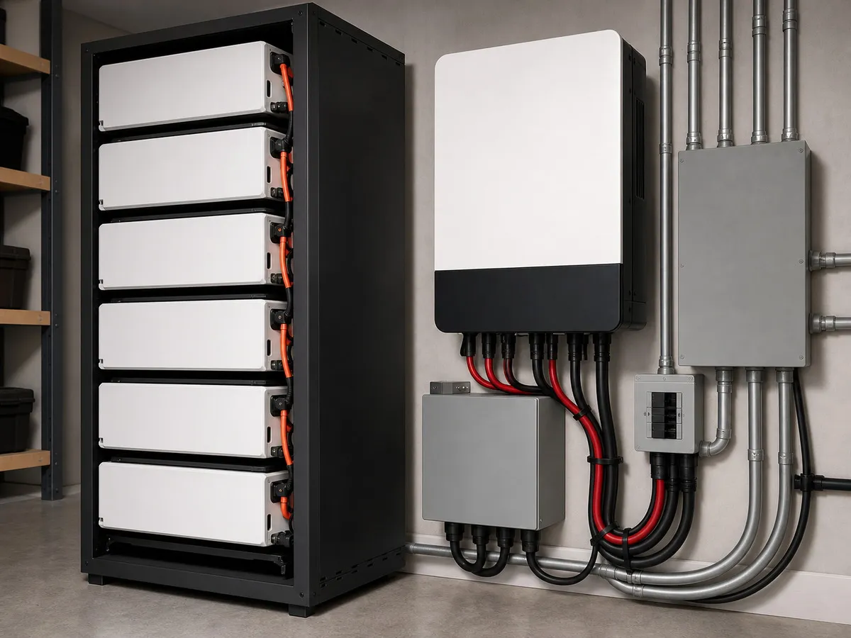 Rack-mount LiFePO4 battery bank, inverter, and neat cabling