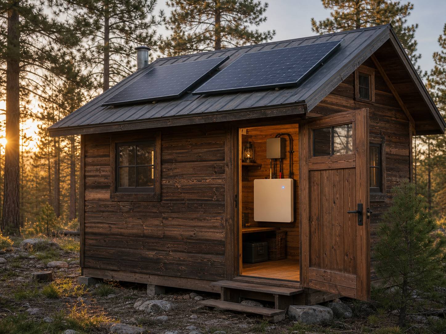 100Ah LFP battery installed in off-grid cabin weekend solar system