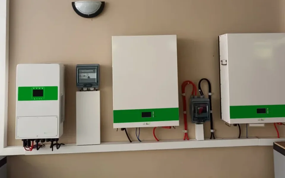 Indoor wall-mounted battery system view