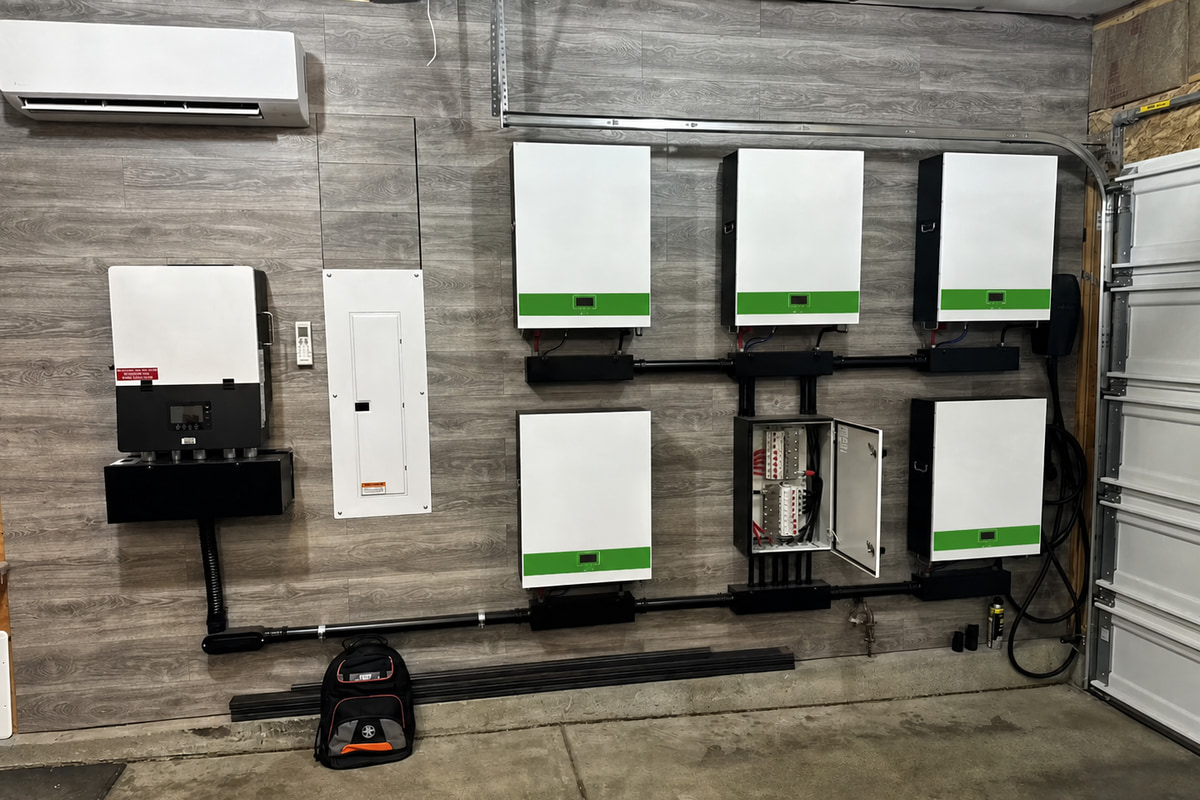 Equipment-room battery and inverter installation